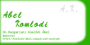 abel komlodi business card